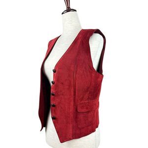 Vintage Bushwacker USA Burgundy Suede Leather Vest M